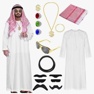 Arab Costume for Men, Arabian, Dubai Dress Accessories Halloween Costume